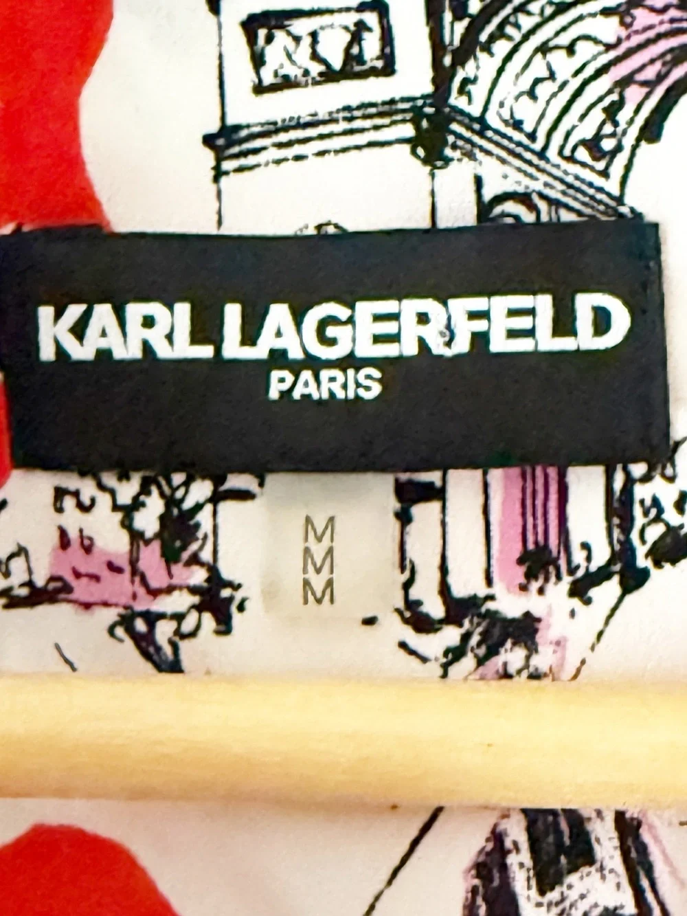 Karl Lagerfeld Bungee-Sleeve Blouse Parisian Sketch Theme Print Size Medium - Picture 5 of 13